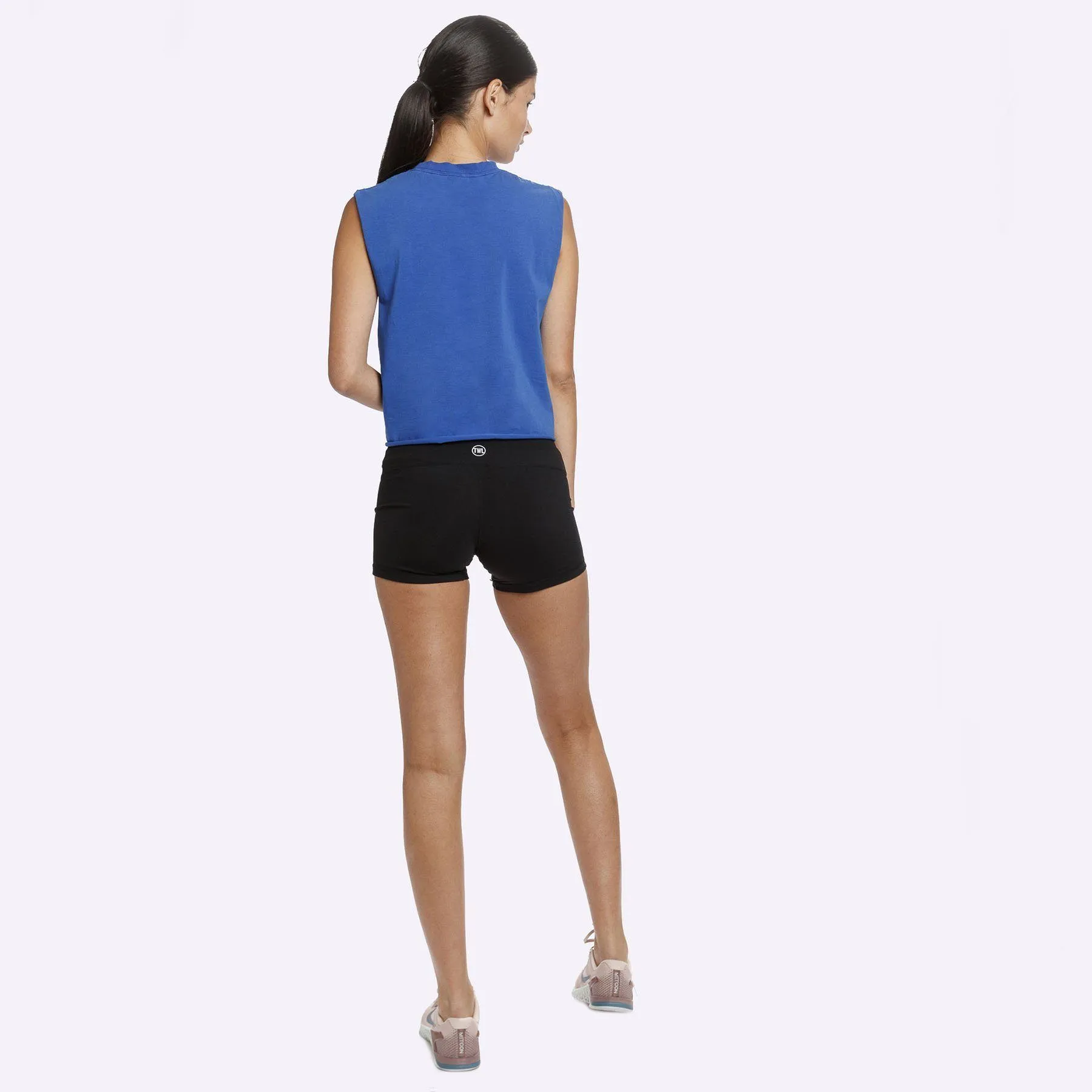 The WOD Life - Women's Classics Slash Crop Tank - Surf Blue