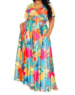 Tropical floral maxi skirt & top set