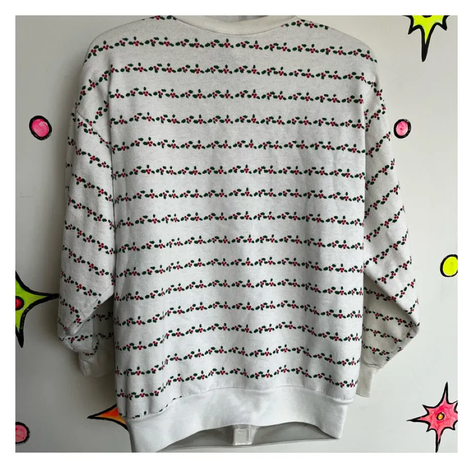 Vintage 80s 90s | Puffy Paint Glitter Tacky Ugly Christmas Cat Sweater | L