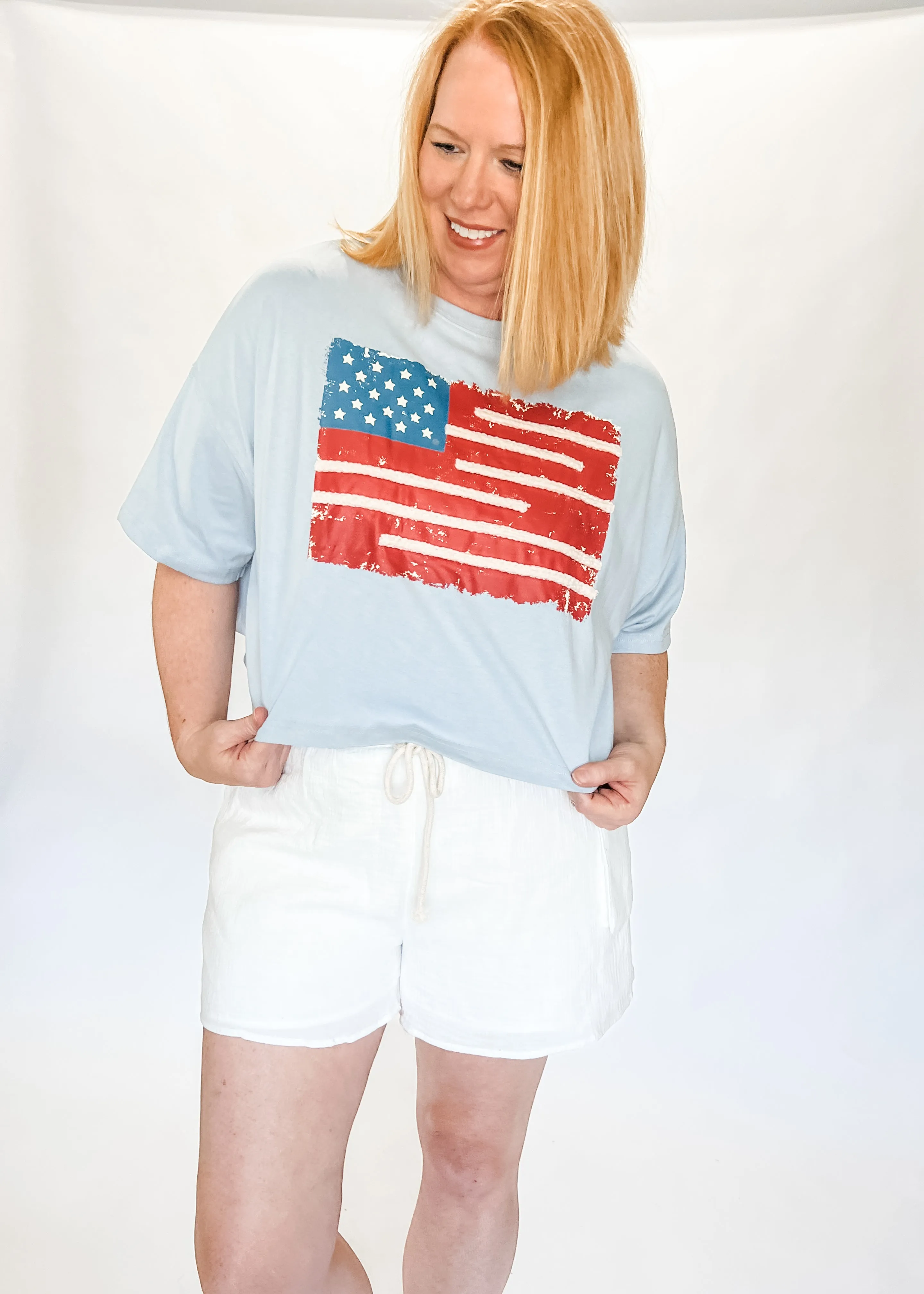 Vintage USA Flag Crop Tee