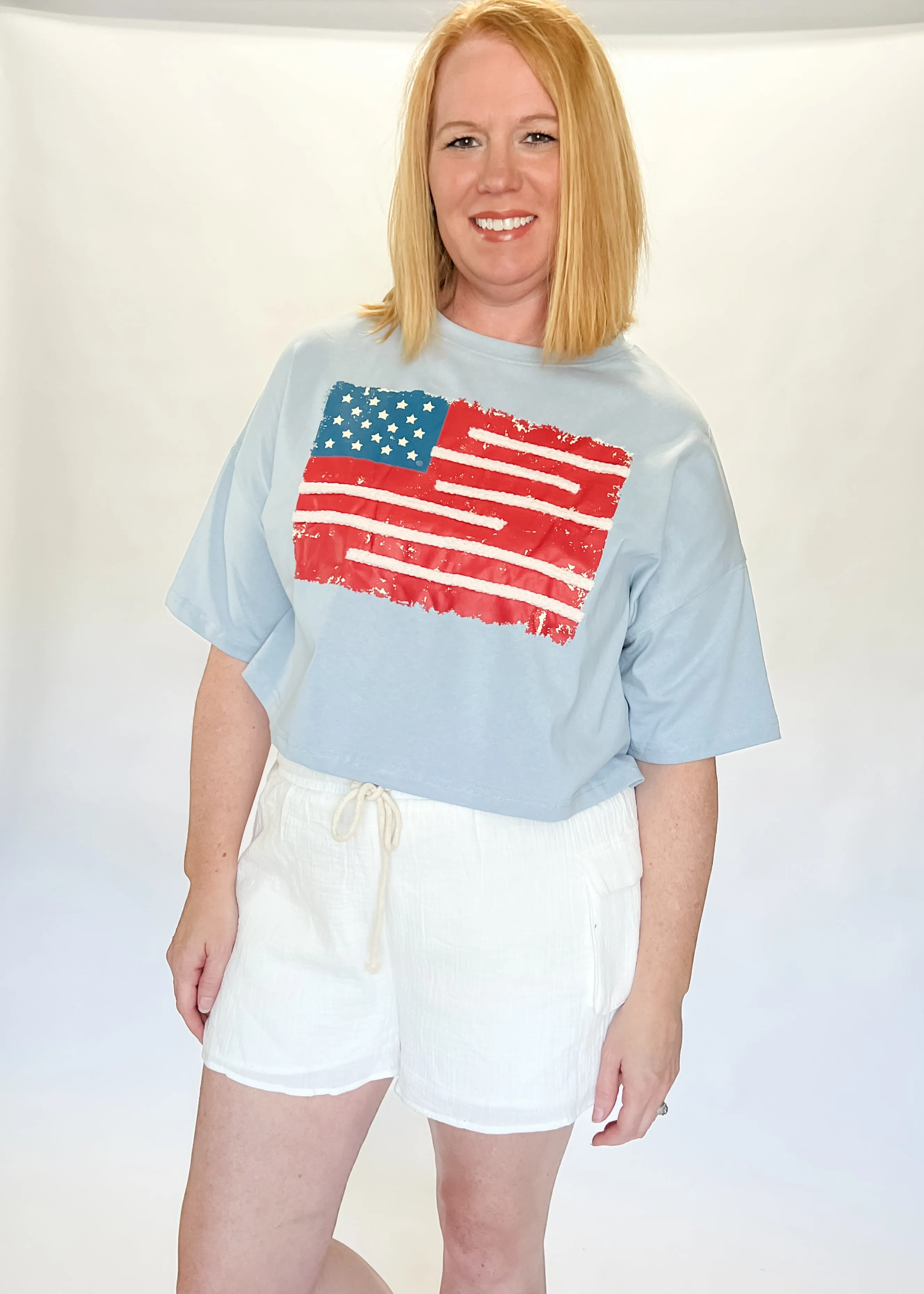 Vintage USA Flag Crop Tee