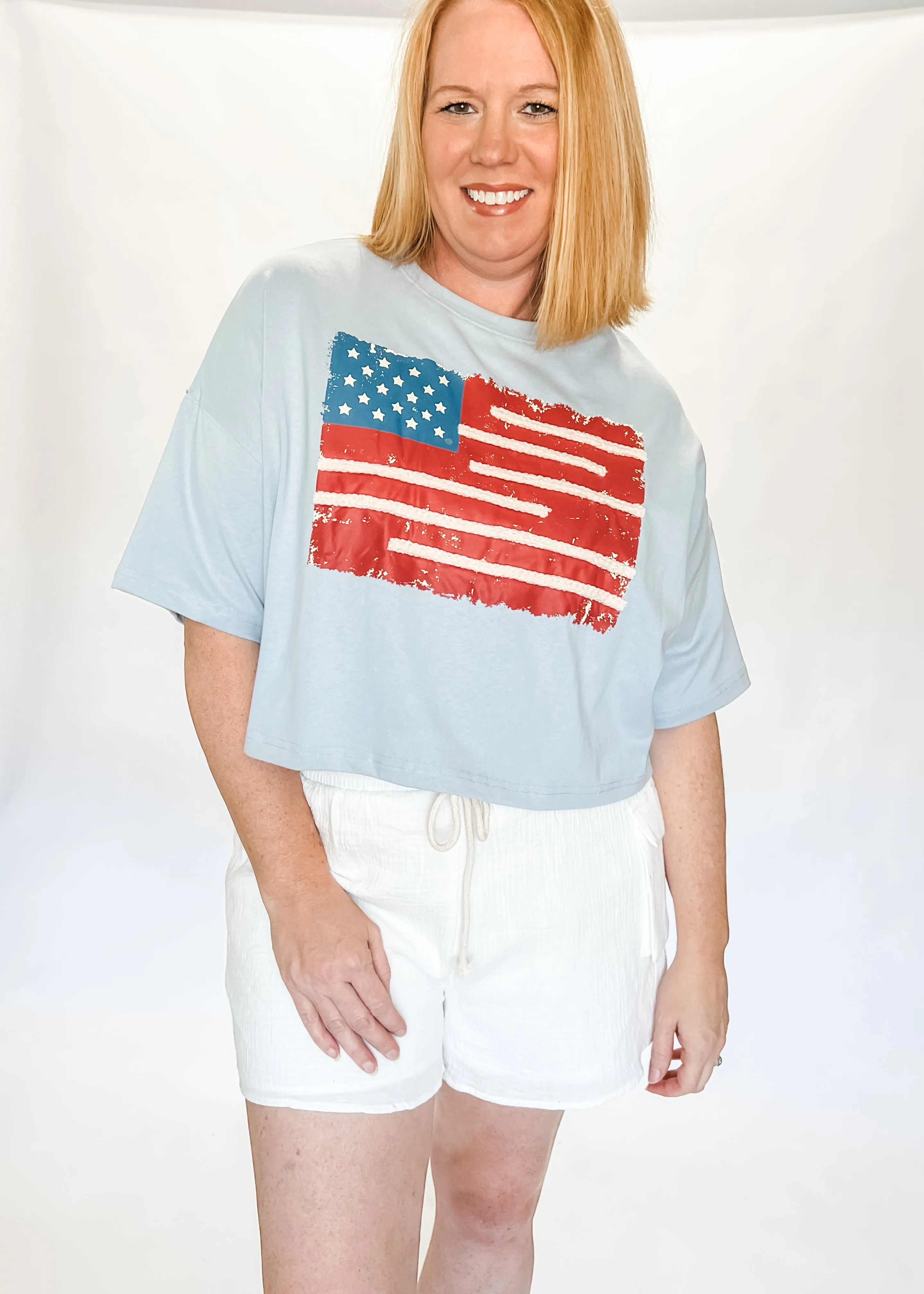 Vintage USA Flag Crop Tee
