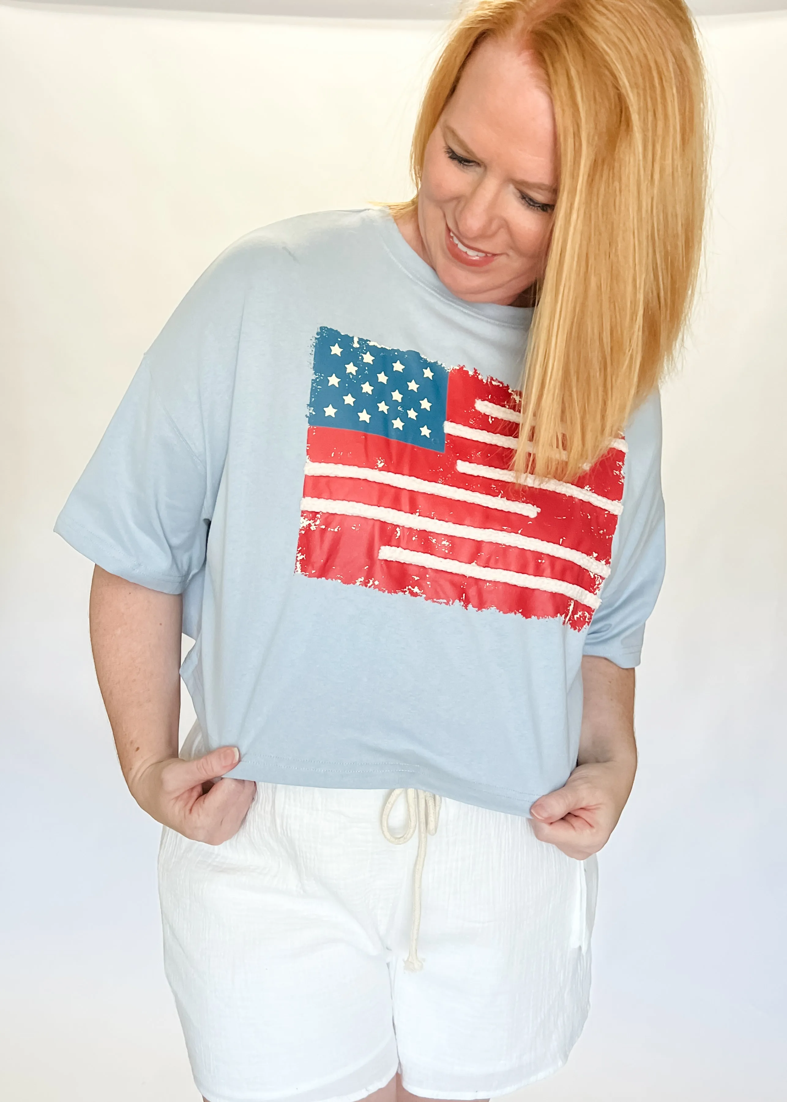 Vintage USA Flag Crop Tee