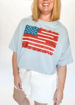 Vintage USA Flag Crop Tee