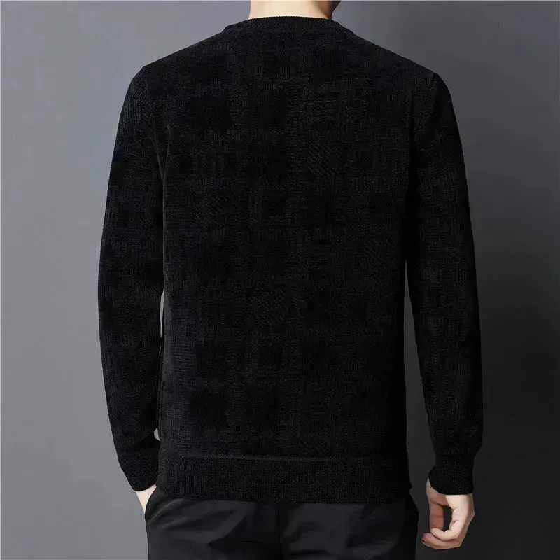 Winter Fleece-lined Chenille Pullover Sweater For Men