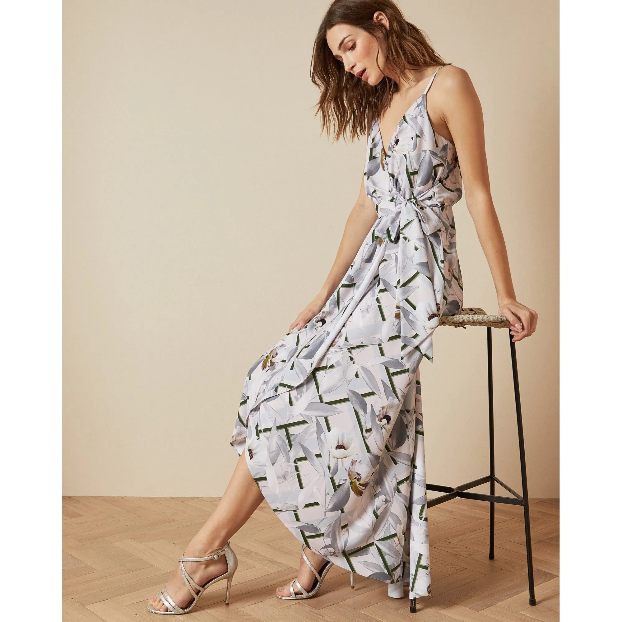 Women Olevya-Everglade Dip Hem Wrap Maxi Dress - Pl-Pink