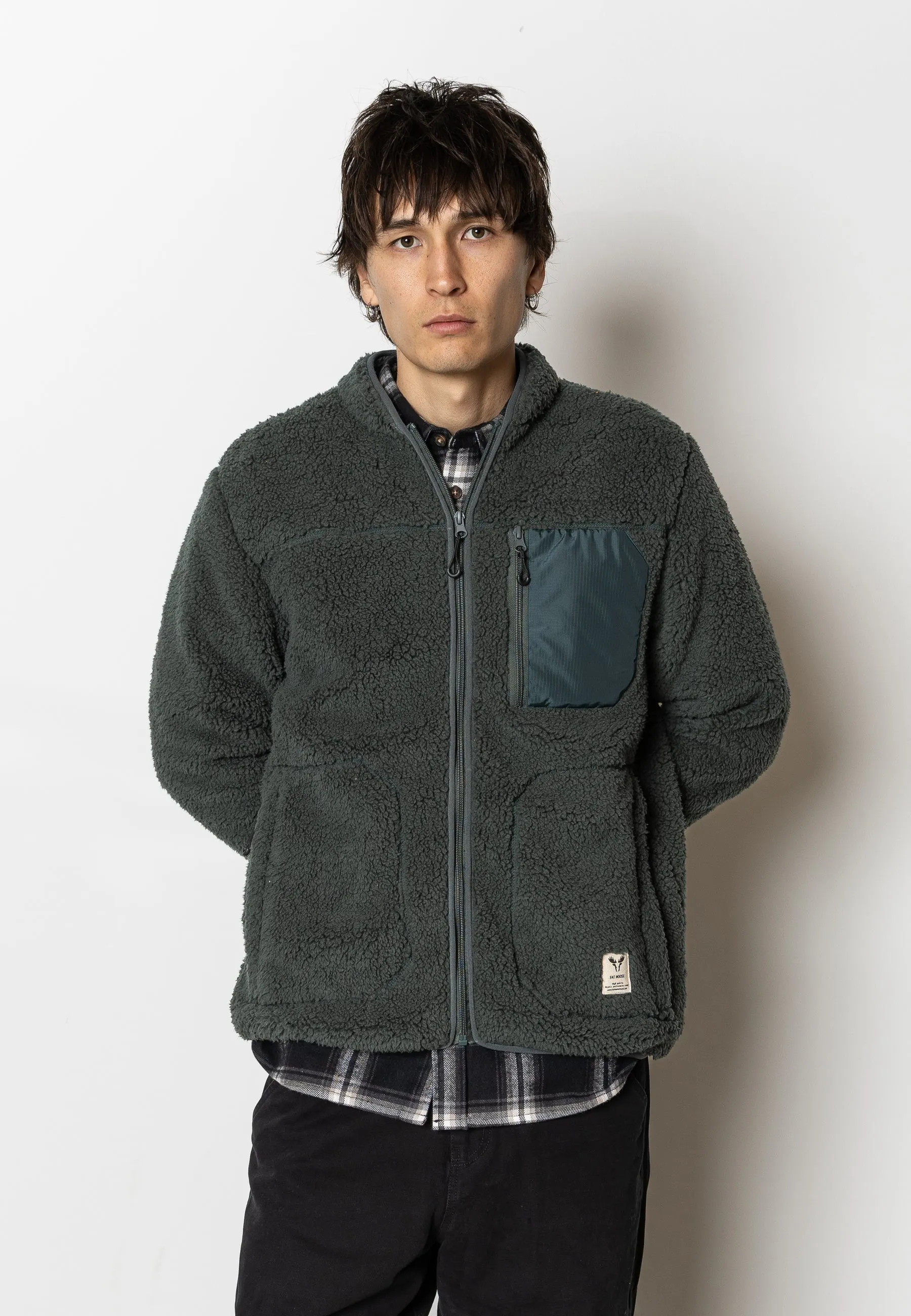 WOOD FLEECE JACKET - Green
