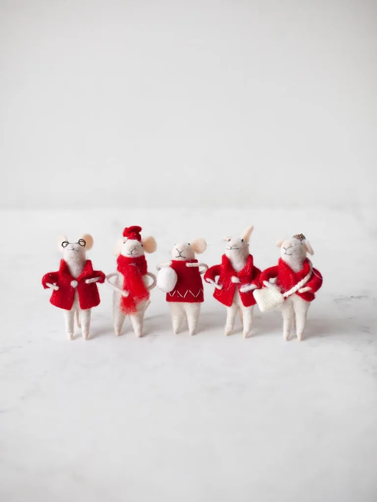 Wool Felt Mouse Ornaments
