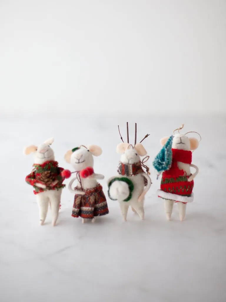 Wool Felt Mouse Ornaments
