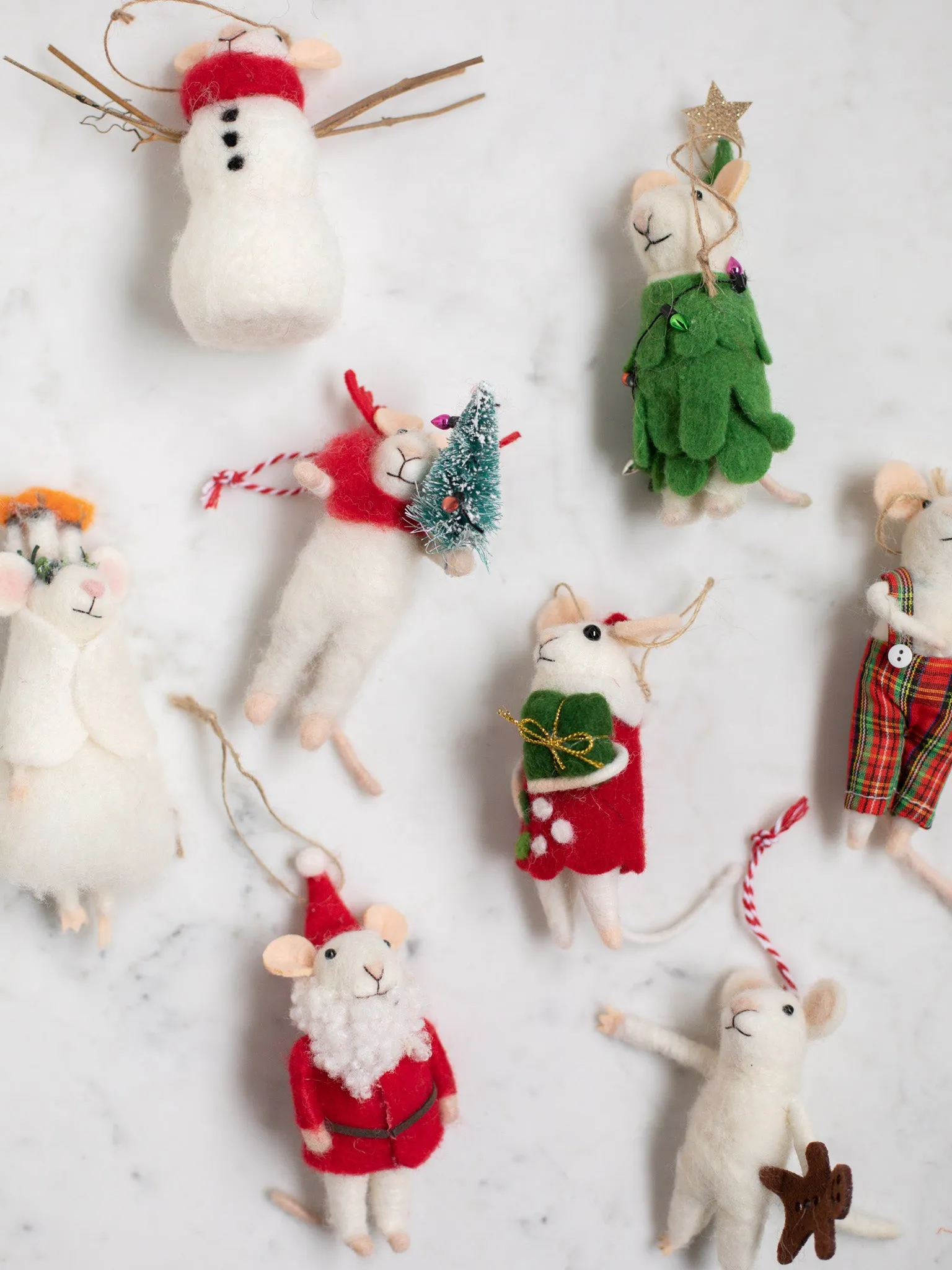 Wool Felt Mouse Ornaments