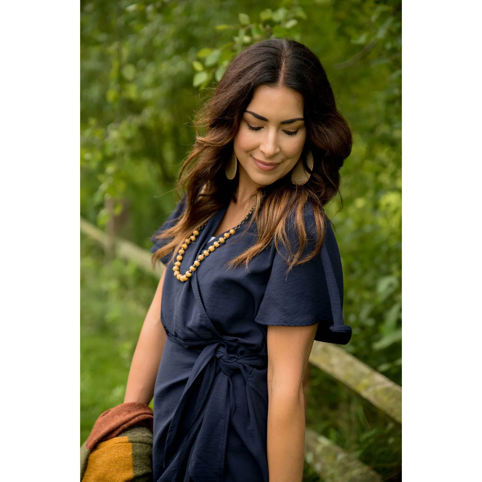 Wrap Tie Flutter Dress