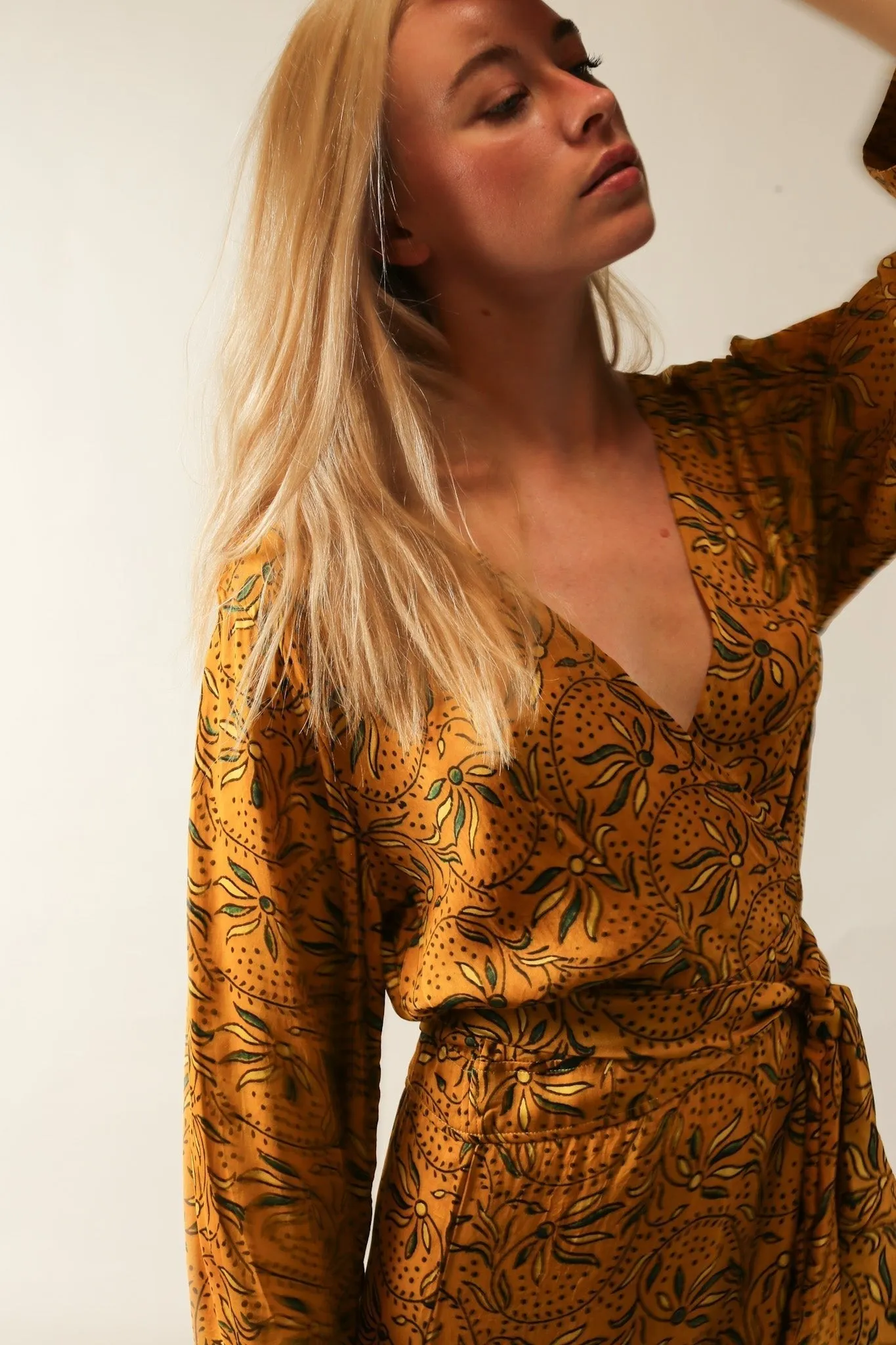 YELLOW SILK WRAP DRESS LOTIZIA