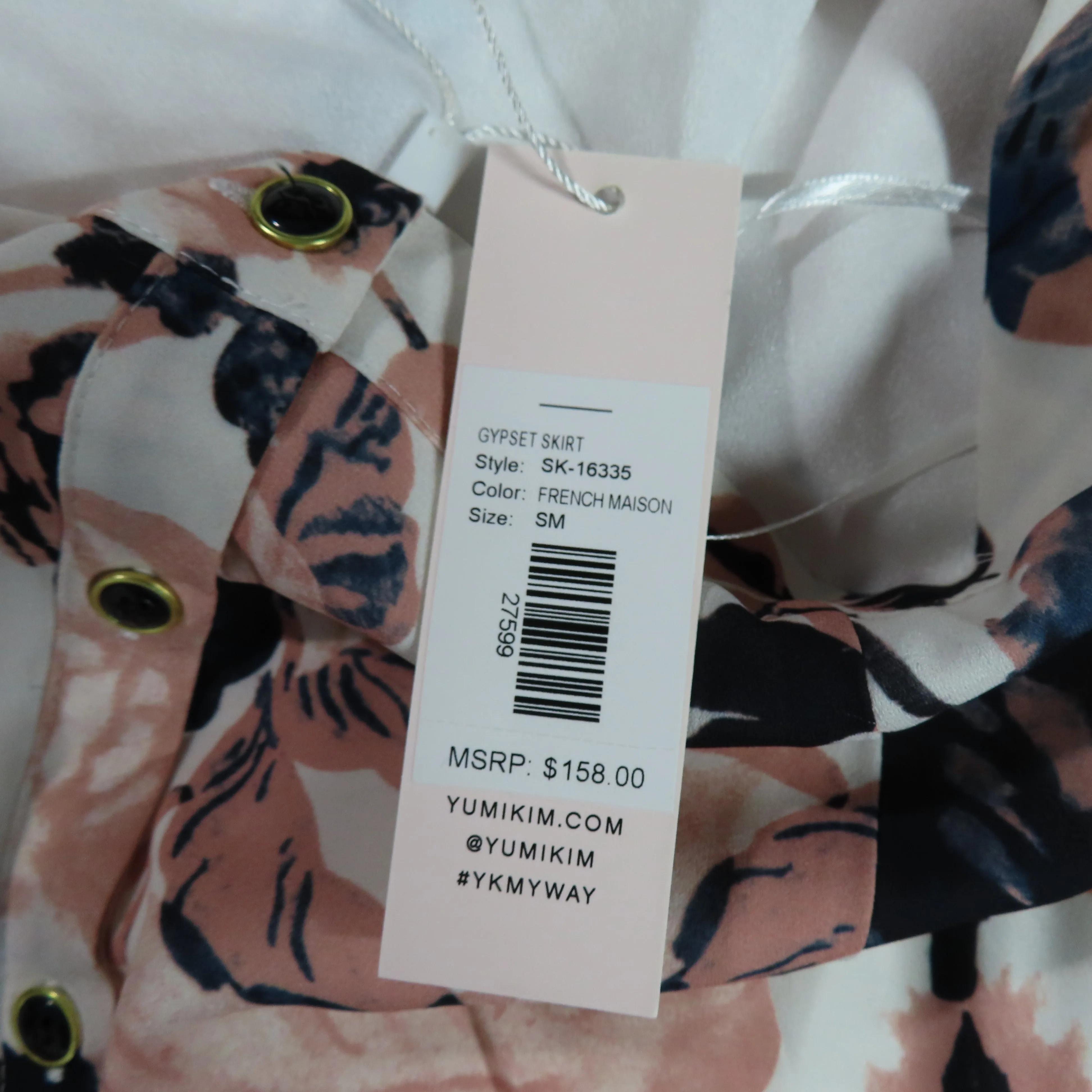 YUMI KIM Gypset Cream Pink Maxi Skirt Floral French Maison Size Small